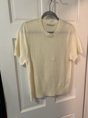 Abercrombie and fitch Cream Short Sleeve Knit Sweater